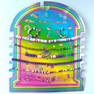 Kids Purple and Pink Rings & Necklace Set